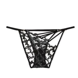 Victoria's Secret Very Sexy Black Linked Hearts Strappy Bikini Panty Sz M
